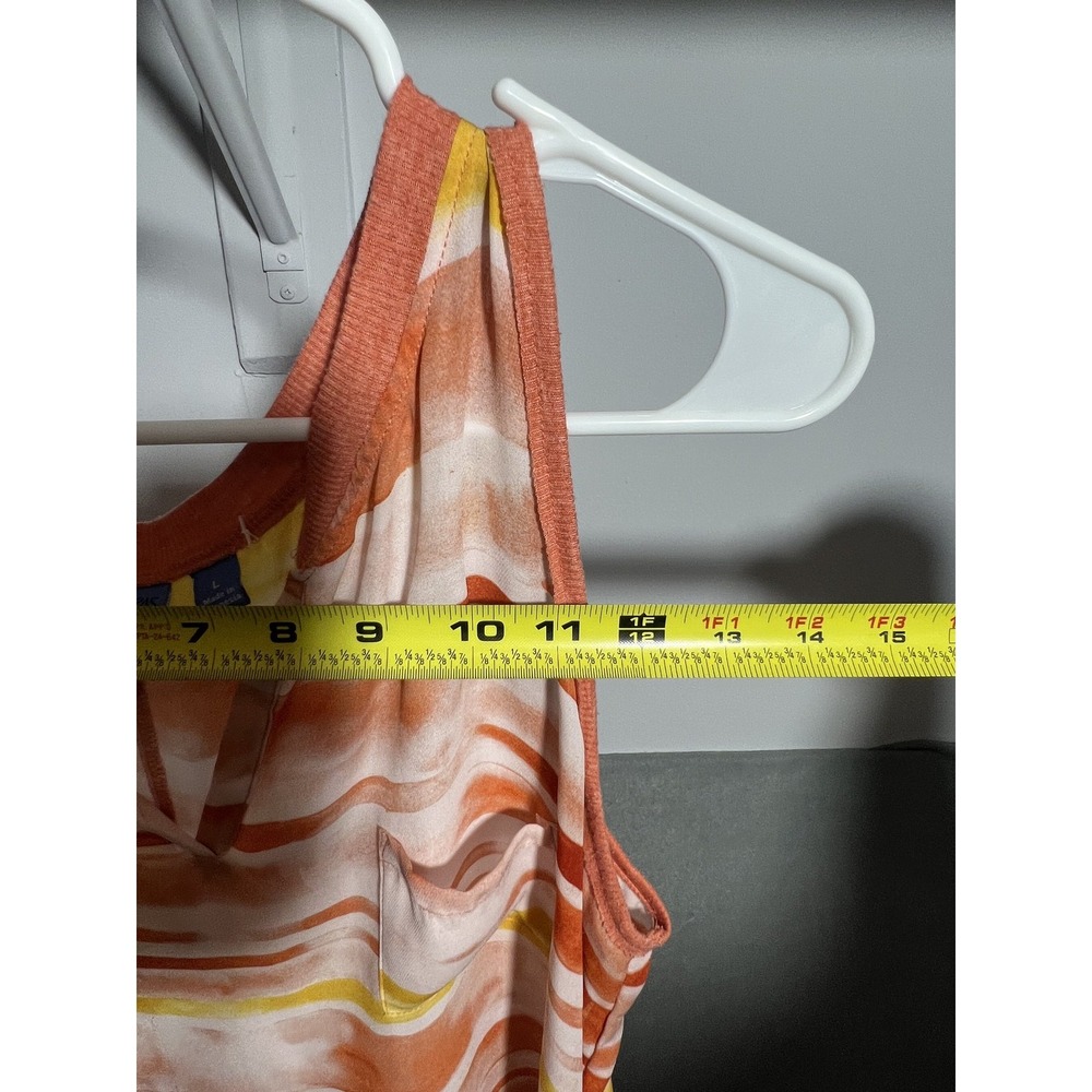Simply Vera Vera Wang Women's L Orange Yellow Striped Sleeveless V-Neck Top - Picture 4 of 7